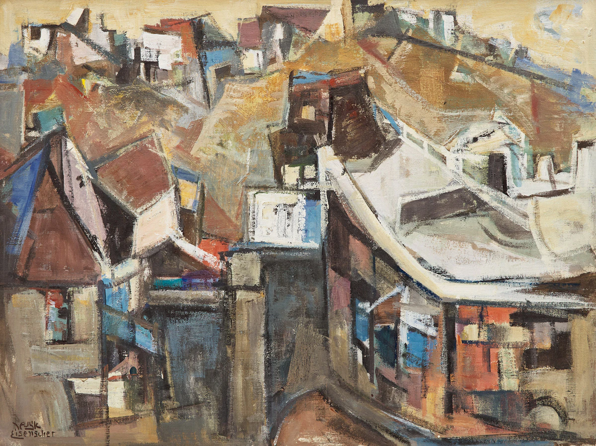 Jakob Eisenscher, Hill Town, oil on canvas