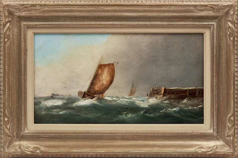 George Clarkson Stanfield, Fishing Boats on the North Sea, oil on board - view 2