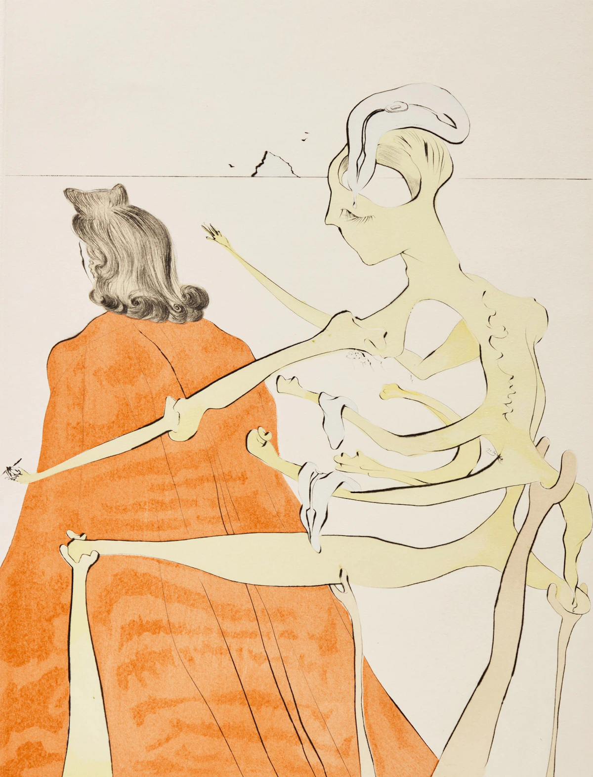 Salvador Dalí, Le dos divin de Gala from After 50 Years of Surrealism (F. 74-8 B), colour etching on Arches paper