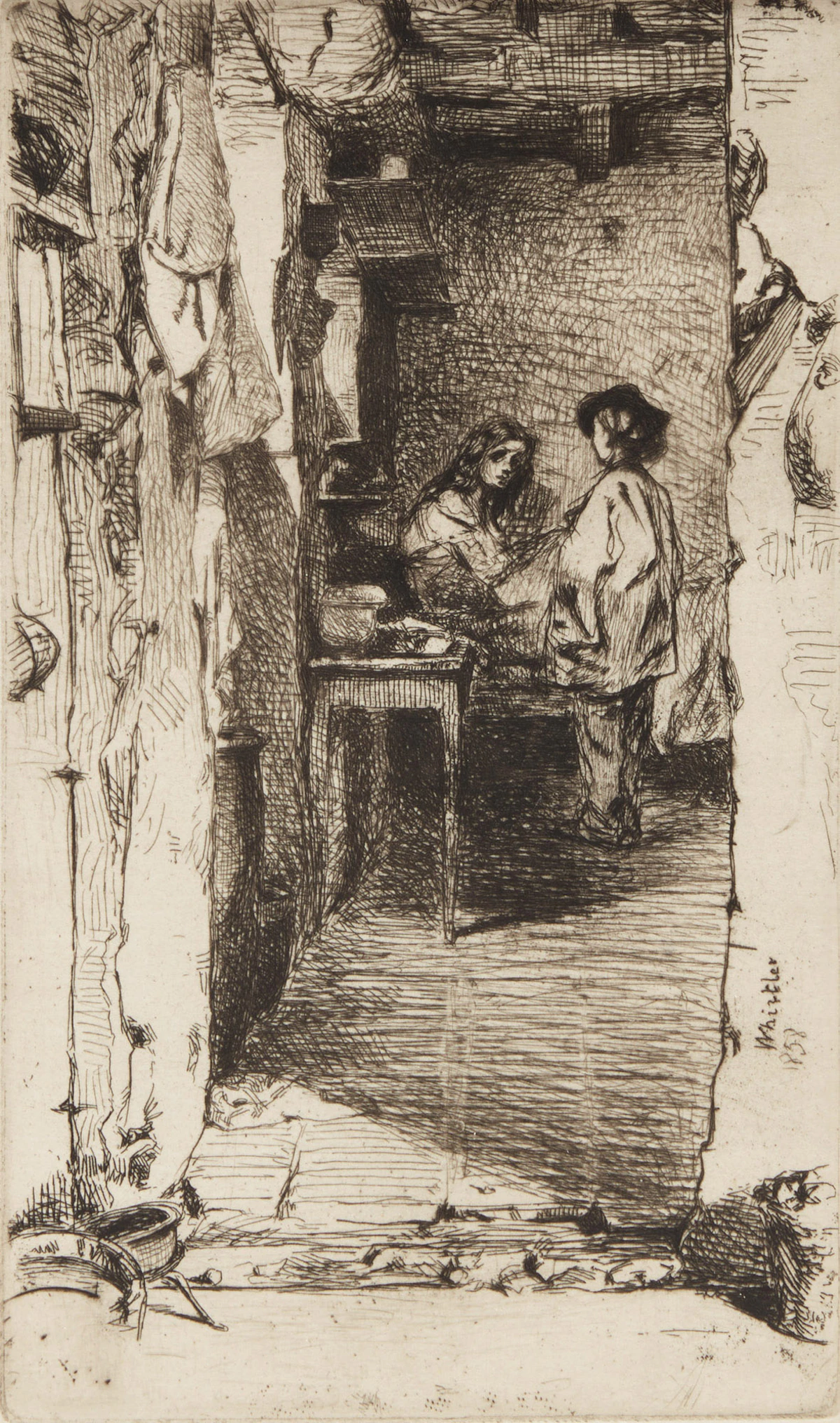 James Abbott McNeill Whistler, The Rag Gatherers (Kennedy 23V), etching, 1858