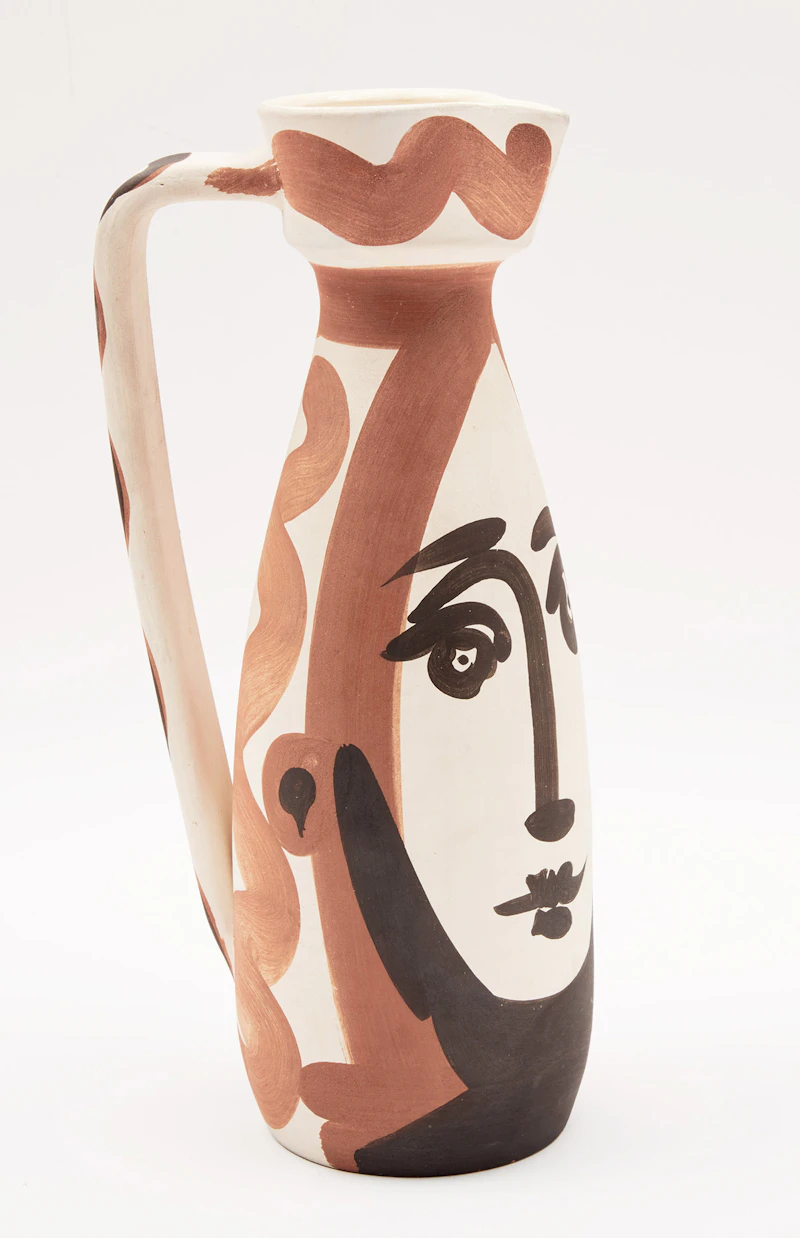 Pablo Picasso, Visage (A.R. 288), white earthenware ceramic pitcher with coloured engobe and glaze, 1955 - view 2