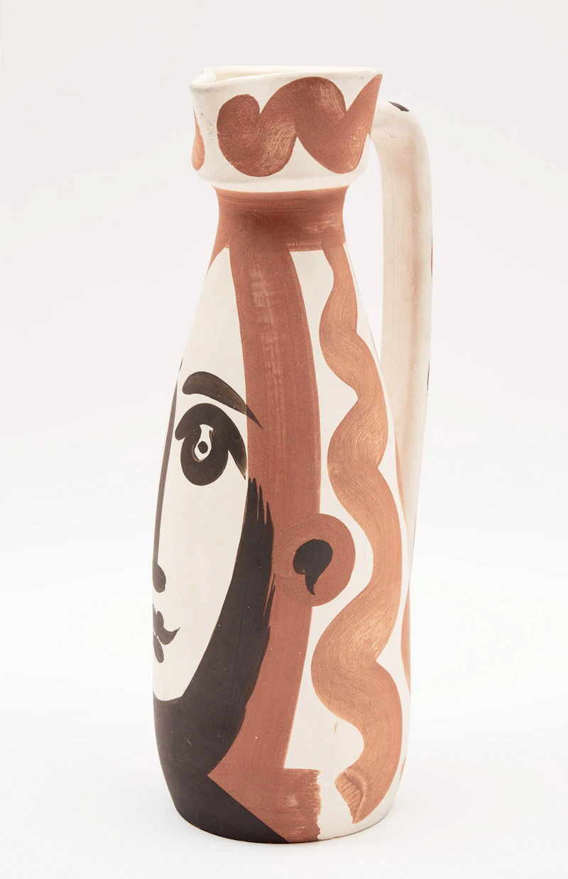 Pablo Picasso, Visage (A.R. 288), white earthenware ceramic pitcher with coloured engobe and glaze, 1955 - view 4