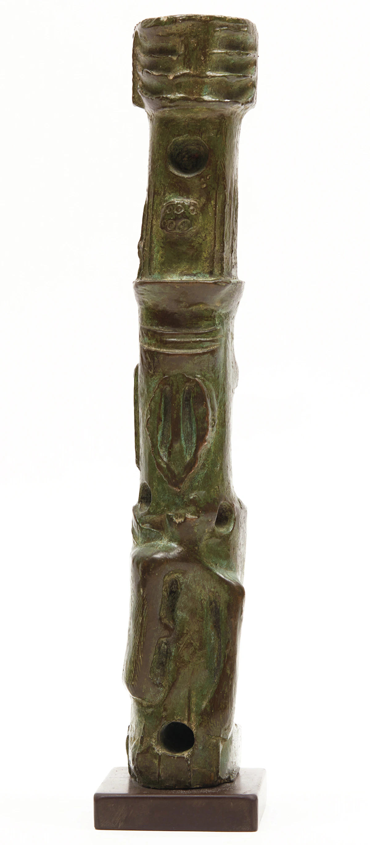 Henry Moore, Upright Motive No. 4 (LH 381), green patinated bronze, circa 1955
