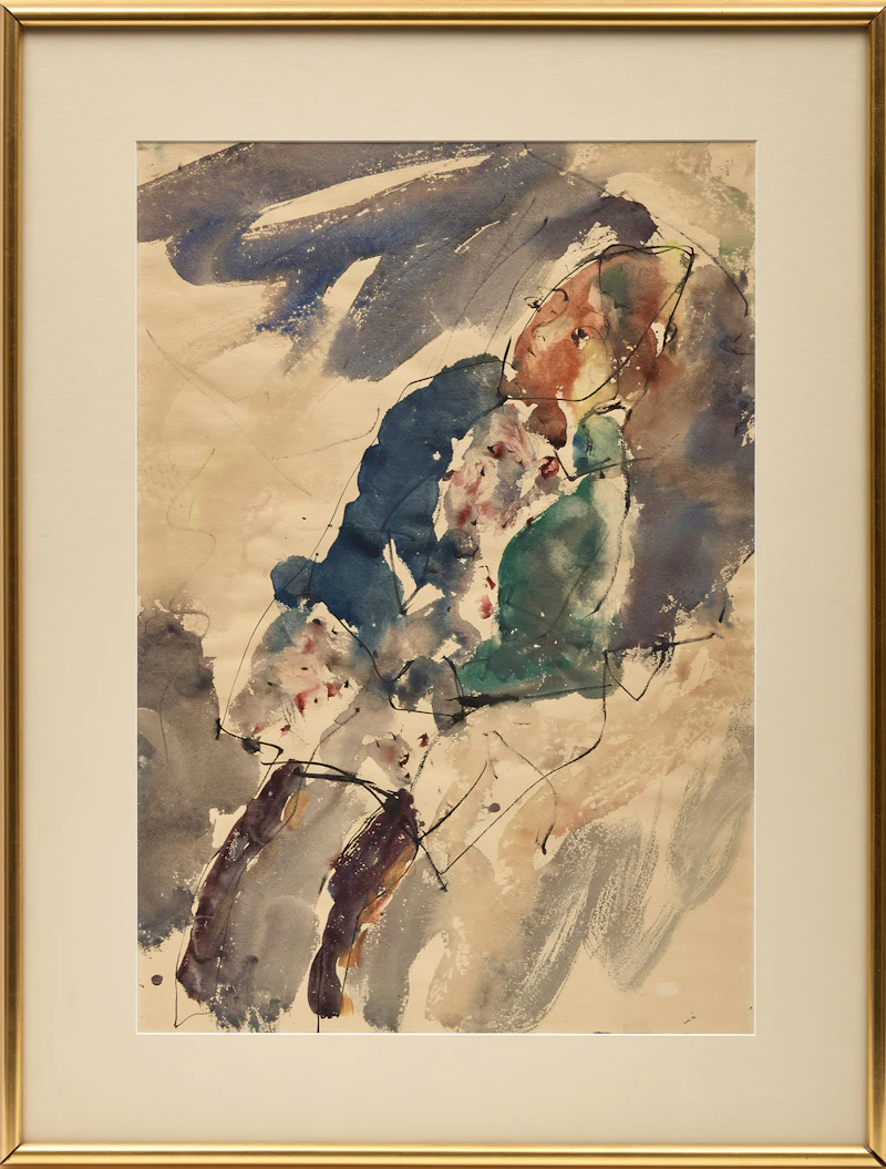 Anatoly Zverev, Young Girl Reading, ink and watercolour on paper - view 2