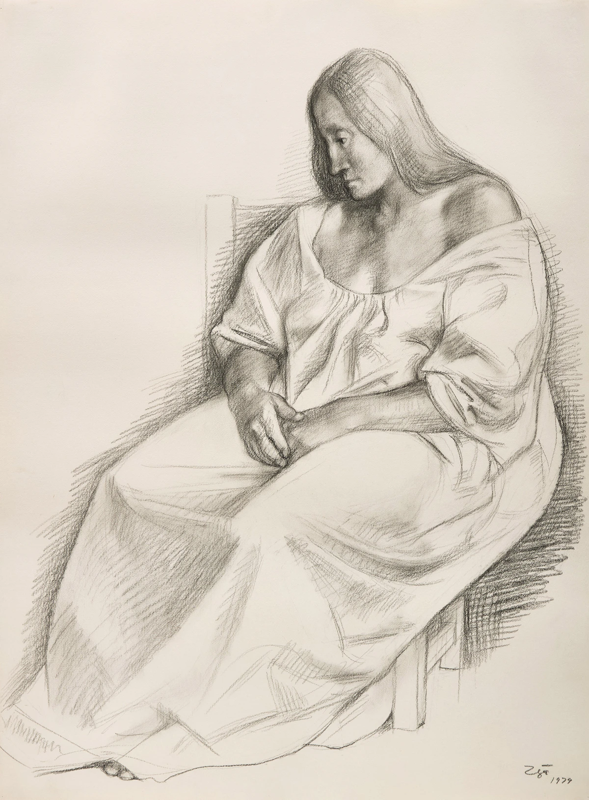 Francisco Zúñiga, Mujer Sentada (Seated Woman), graphite on paper, 1979