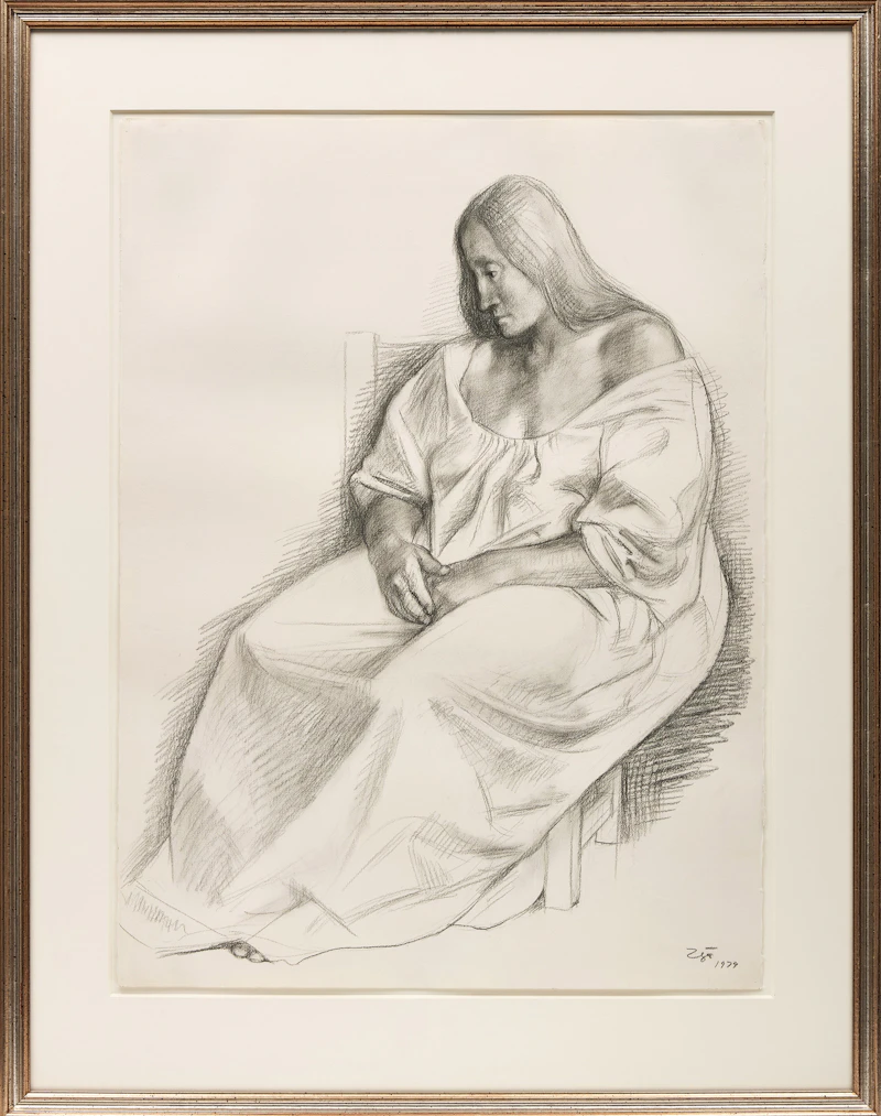 Francisco Zúñiga, Mujer Sentada (Seated Woman), graphite on paper, 1979 - view 2
