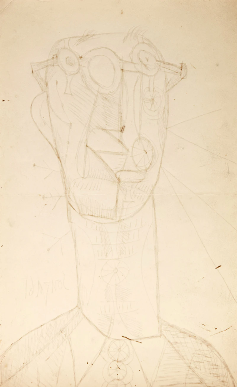 Francis Newton Souza, Portrait, ink on paper, 1961 - view 2