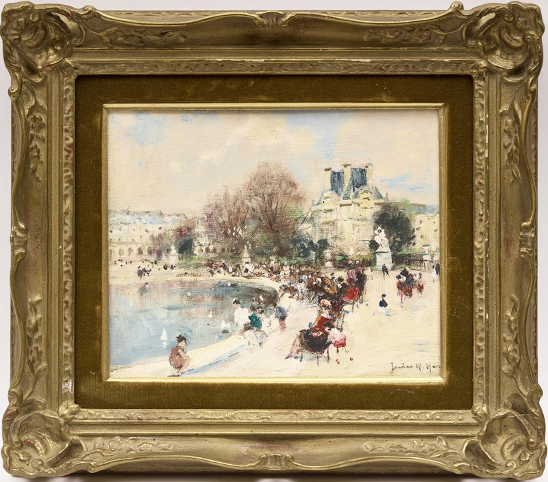 Jules René Hervé, Bassin des Tuileries, oil on canvas, 1921 - view 2