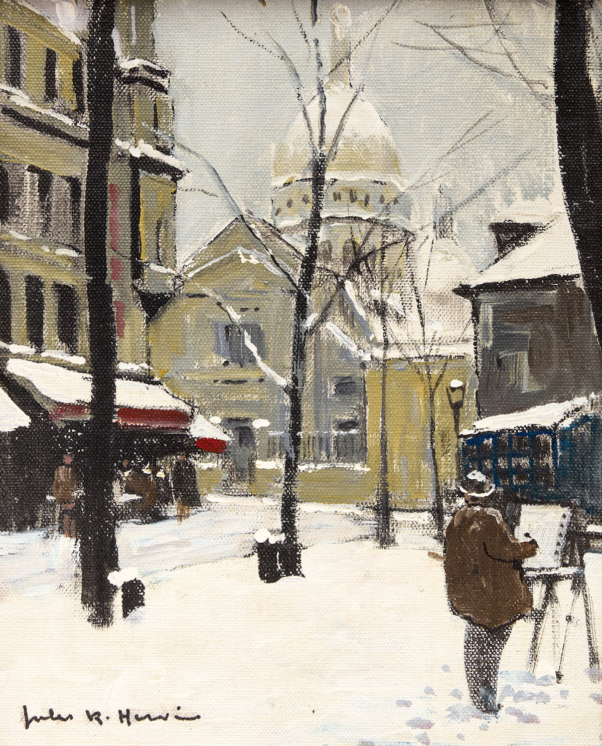 Jules René Hervé, Montmartre Place du Tertre, oil on canvas