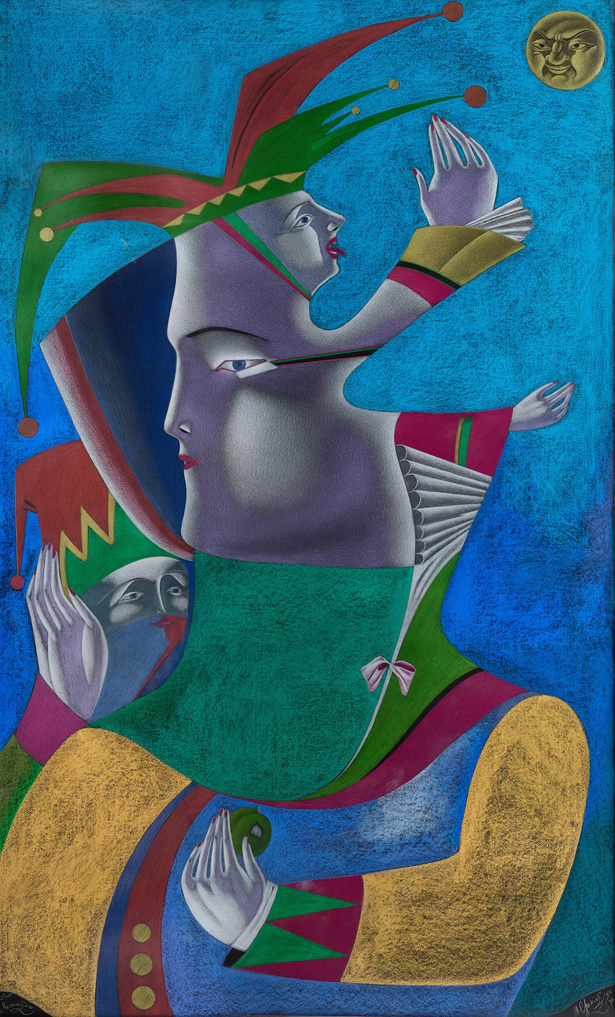Mihail Mikhailovich Chemiakin, Portrait of V. Nijinsky XXVI, colour pastel on paper, 1990