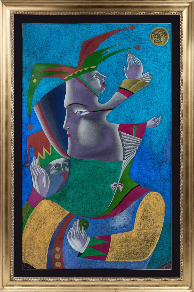 Mihail Mikhailovich Chemiakin, Portrait of V. Nijinsky XXVI, colour pastel on paper, 1990 - view 2