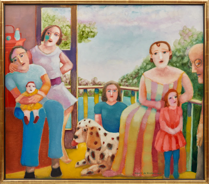 Louis de Niverville, Family Gathering, oil on board, 1964 - view 2