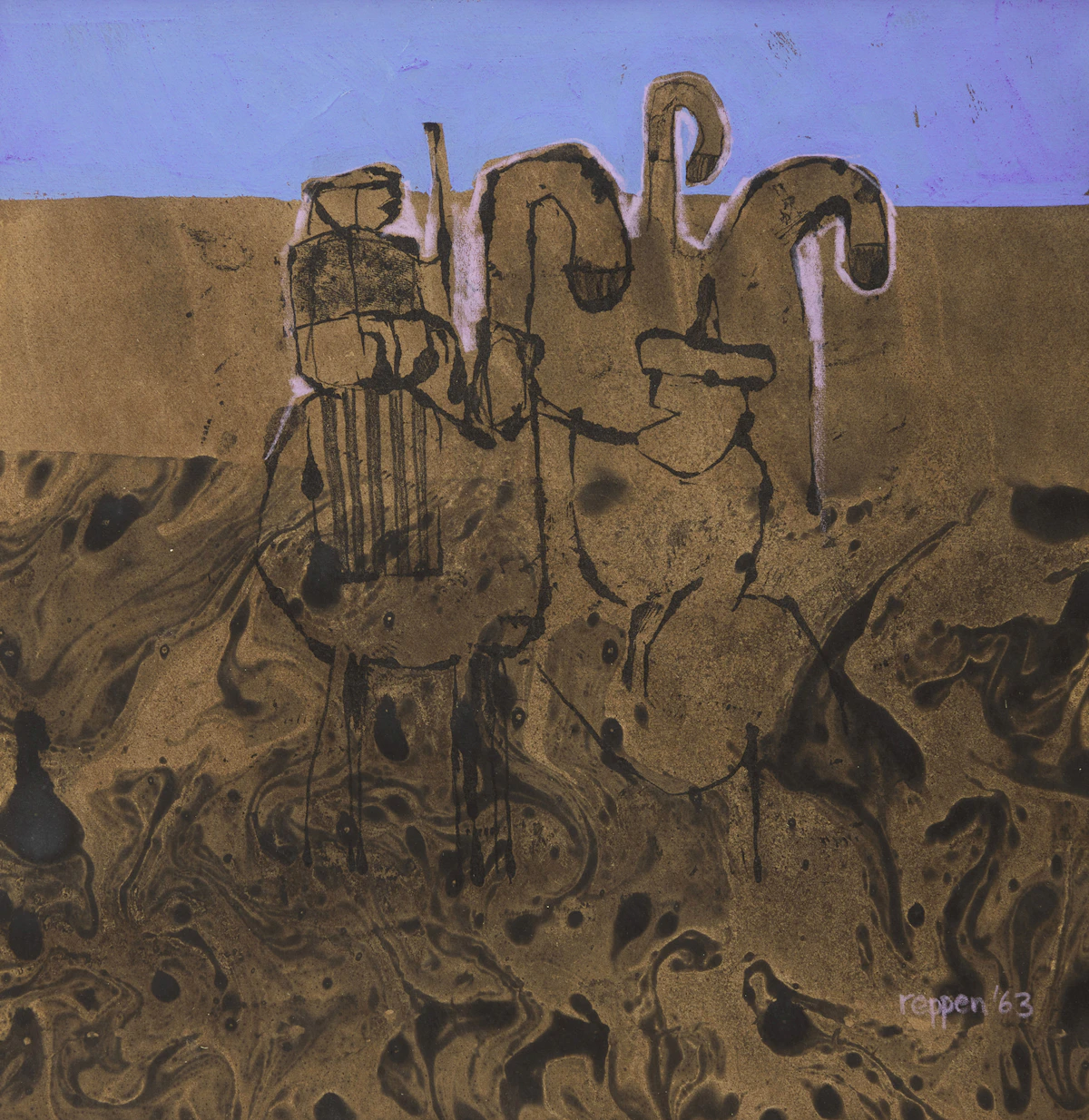 Jack Reppen, Desert Scene, gouache on paper, 1963