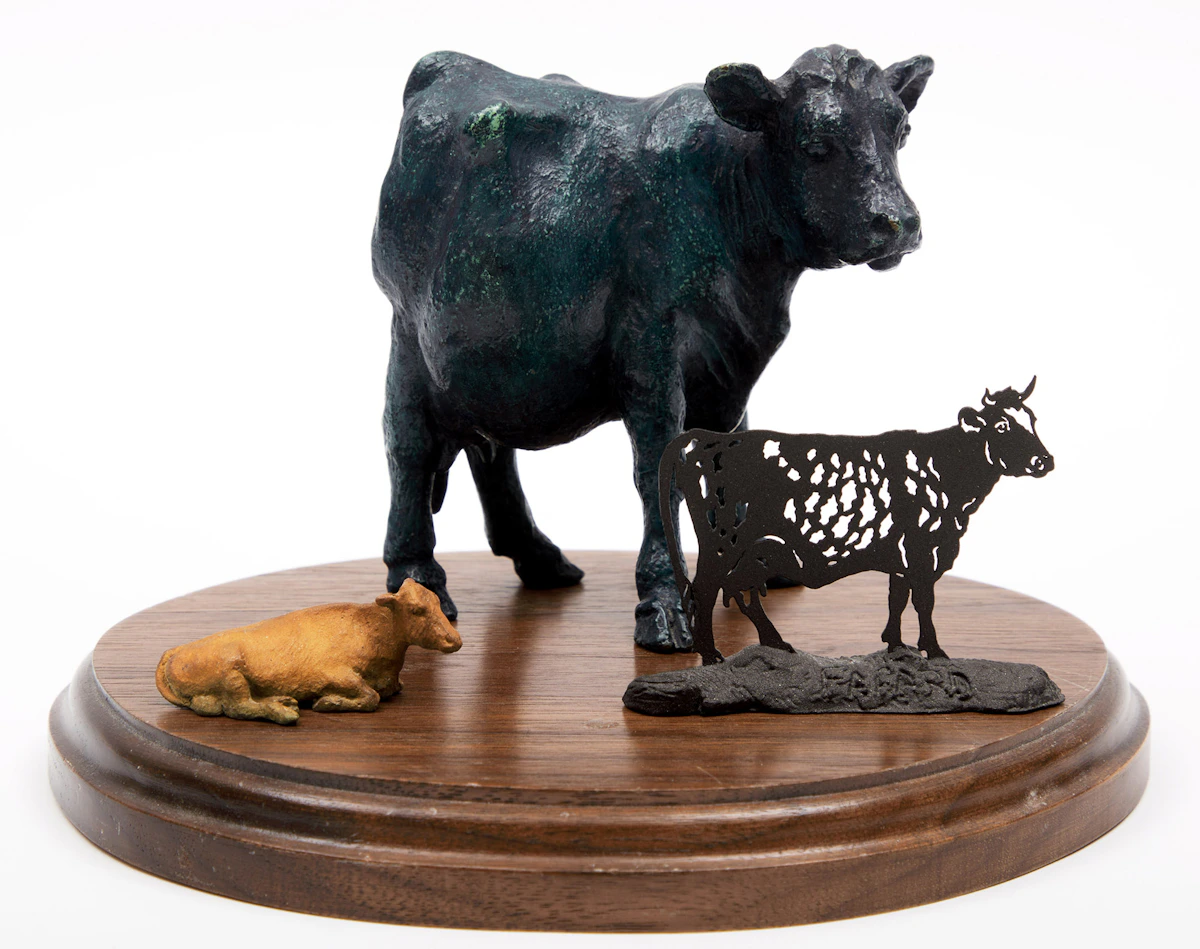 Joe Fafard, Three Cows, three bronze sculptures