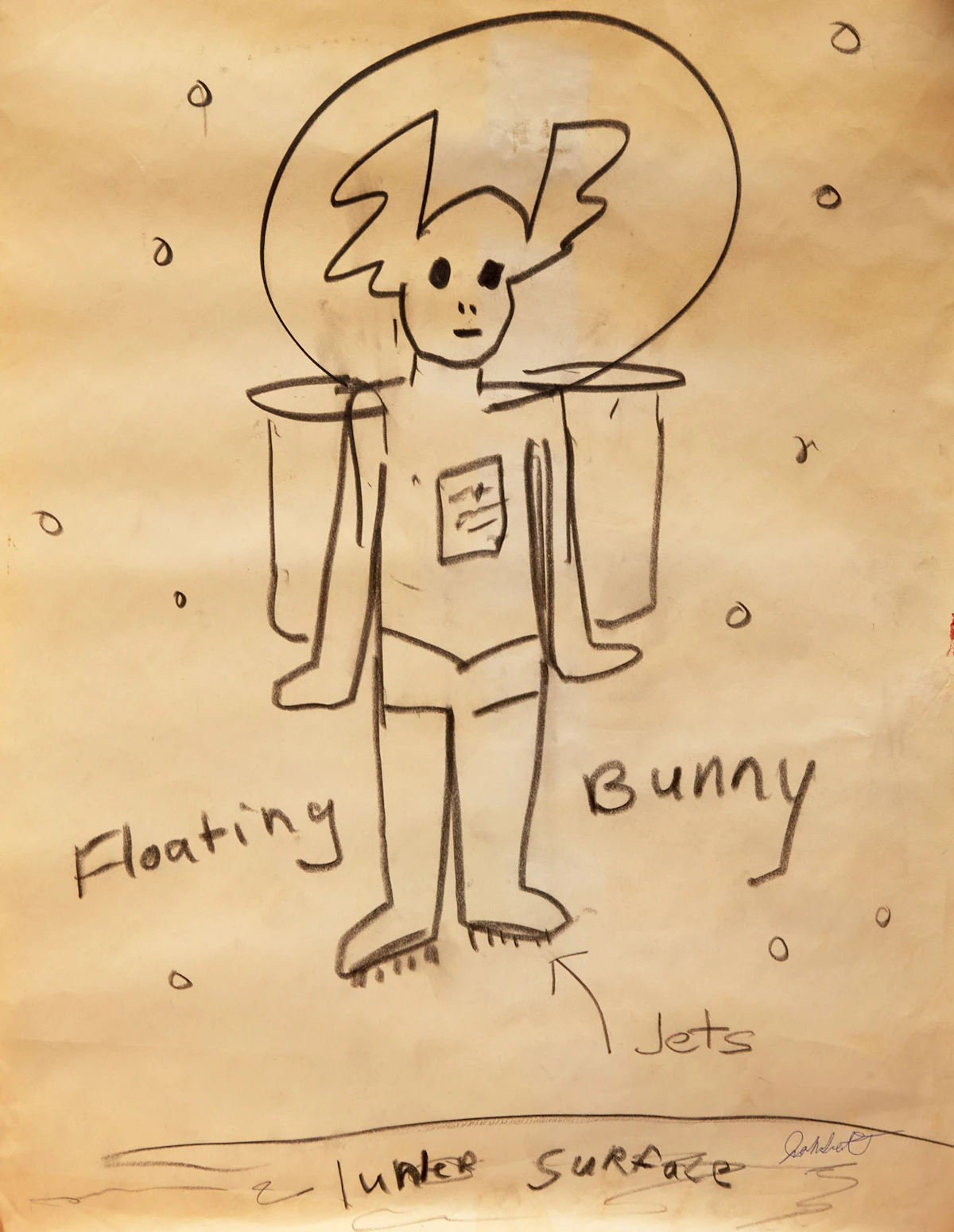 John Scott, Floating Bunny; Louise; Untitled (Bunny); Spiral Eye; Untitled (Face with Bunny Ears), five mixed media works