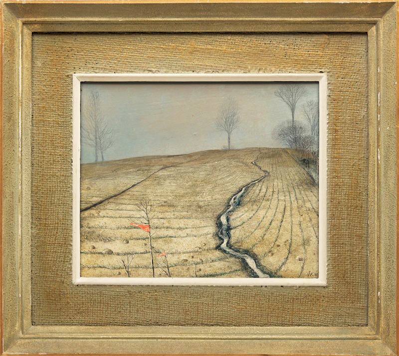 William Kurelek, Winter Wheat, Ontario, 1969, mixed media on board - view 2