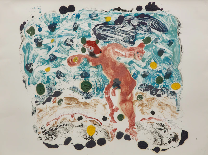 Joyce Wieland, Untitled (Red Figure), circa 1984, mixed media on paper