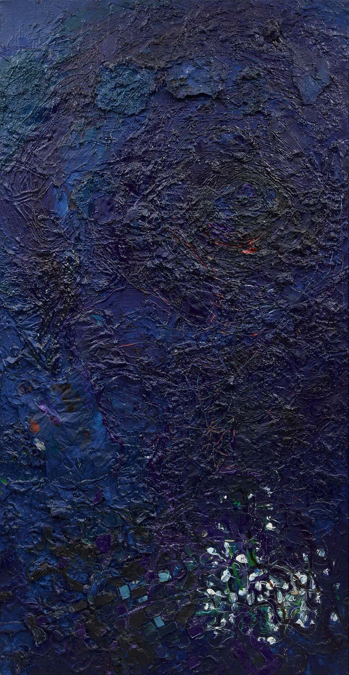 Susanna Heller, That blotted blue that lets thought's blood ebb between life and death... -Adrienne Rich, mixed media on canvas, 2000
