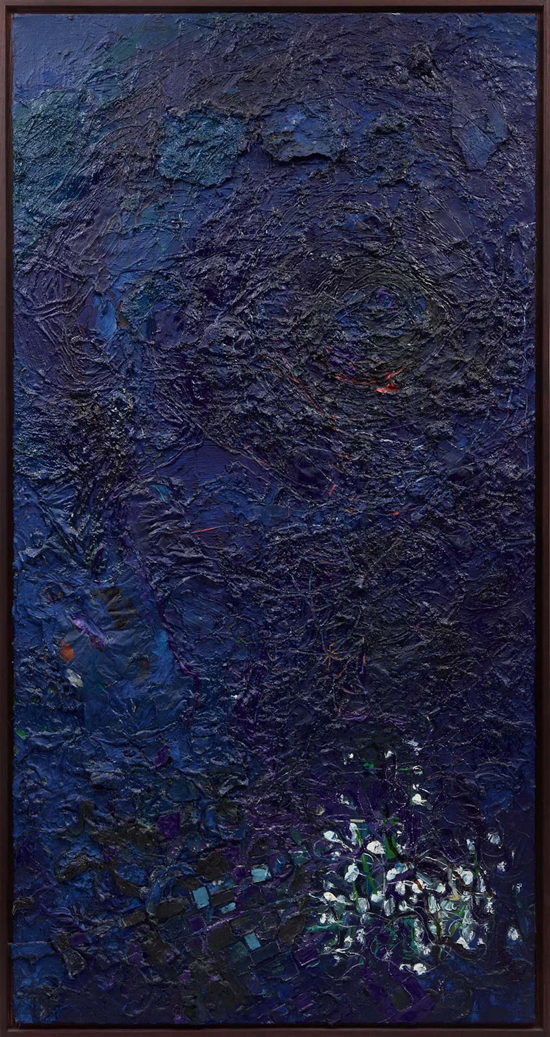 Susanna Heller, That blotted blue that lets thought's blood ebb between life and death... -Adrienne Rich, mixed media on canvas, 2000 - view 2