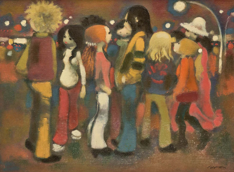 William Arthur Winter, Shopping Plaza, oil on canvas board - view 1