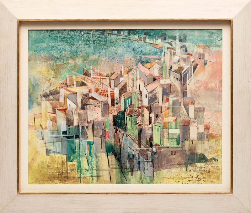 Peter Haworth, Portuguese Village, mixed media on board - view 2