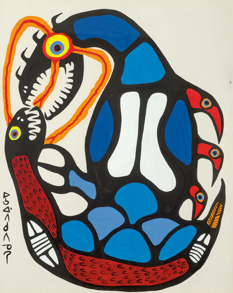 Norval Morrisseau, Protection of the Young, 1973, acrylic on board