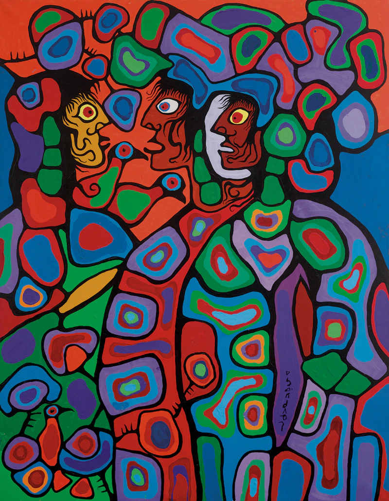 Norval Morrisseau, Conversation with Our White Brother, 1980, acrylic on canvas