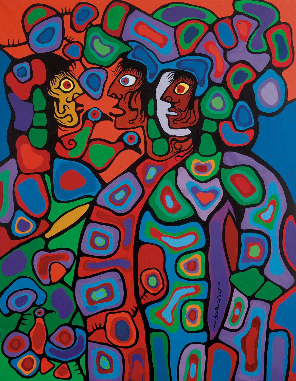Norval Morrisseau, Conversation with Our White Brother, 1980, acrylic on canvas