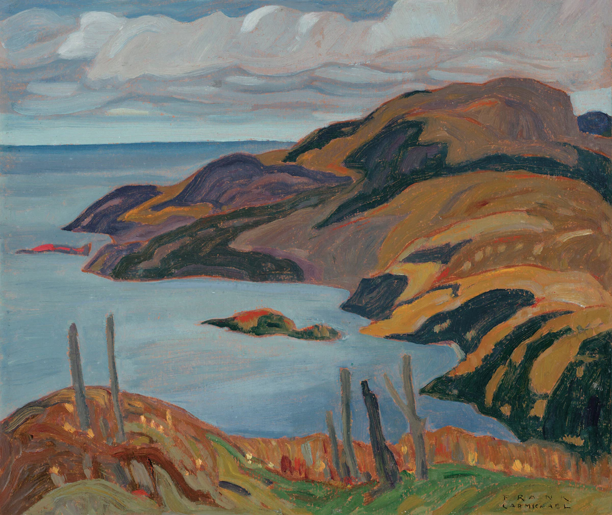 Franklin Carmichael, Port Coldwell, Lake Superior, 1928, oil on beaverboard