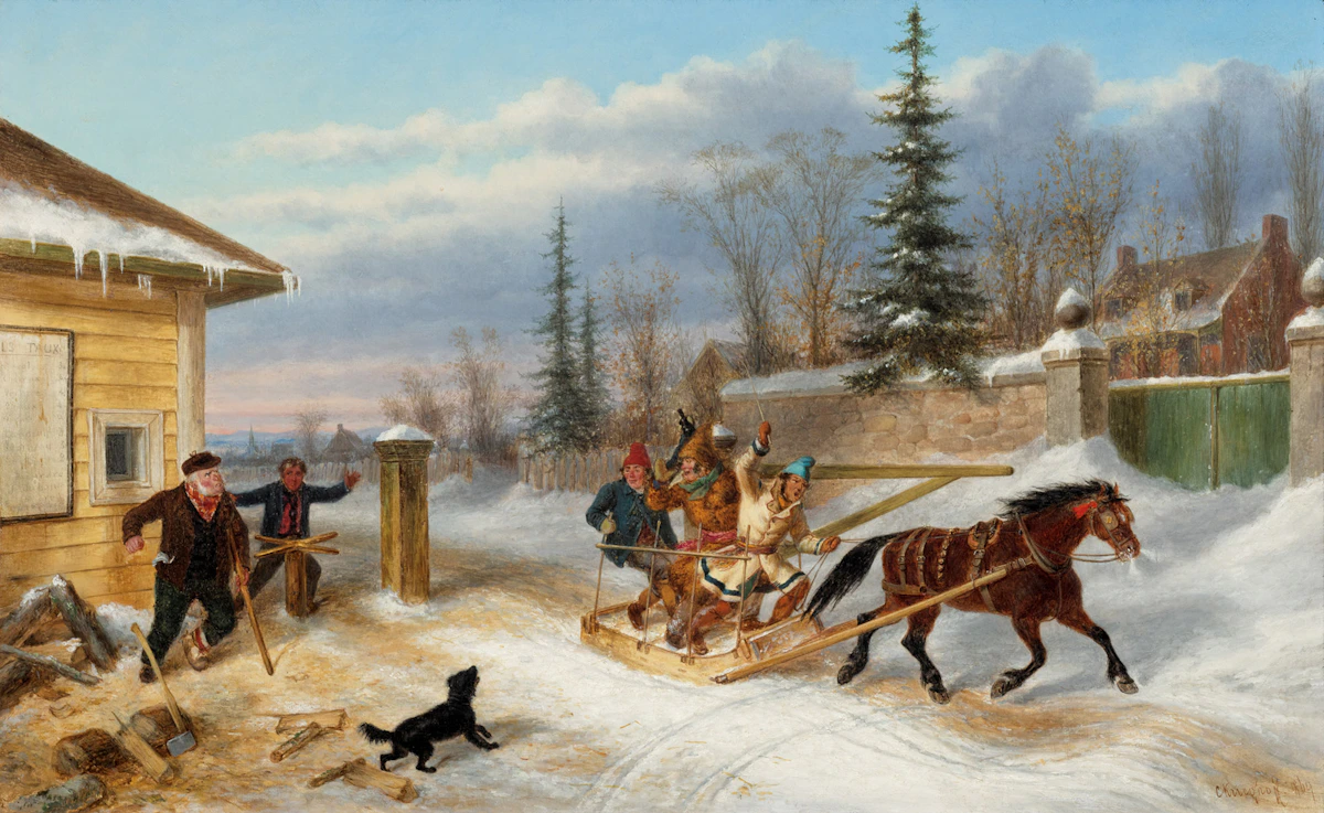 Cornelius Krieghoff, Bilking the Toll Gate, 1869, oil on canvas