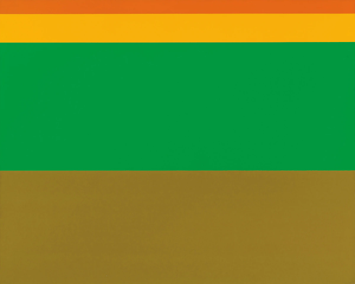 Yves Gaucher, Ocres, jaune et vert, 1974, oil on canvas
