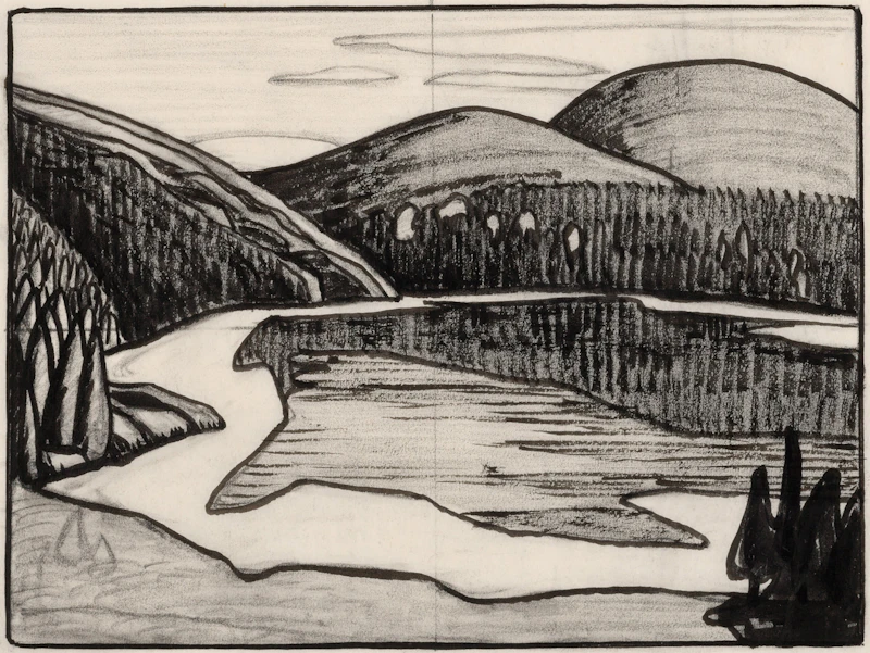 Lawren Stewart Harris, Northern Lake, circa 1925, ink and graphite