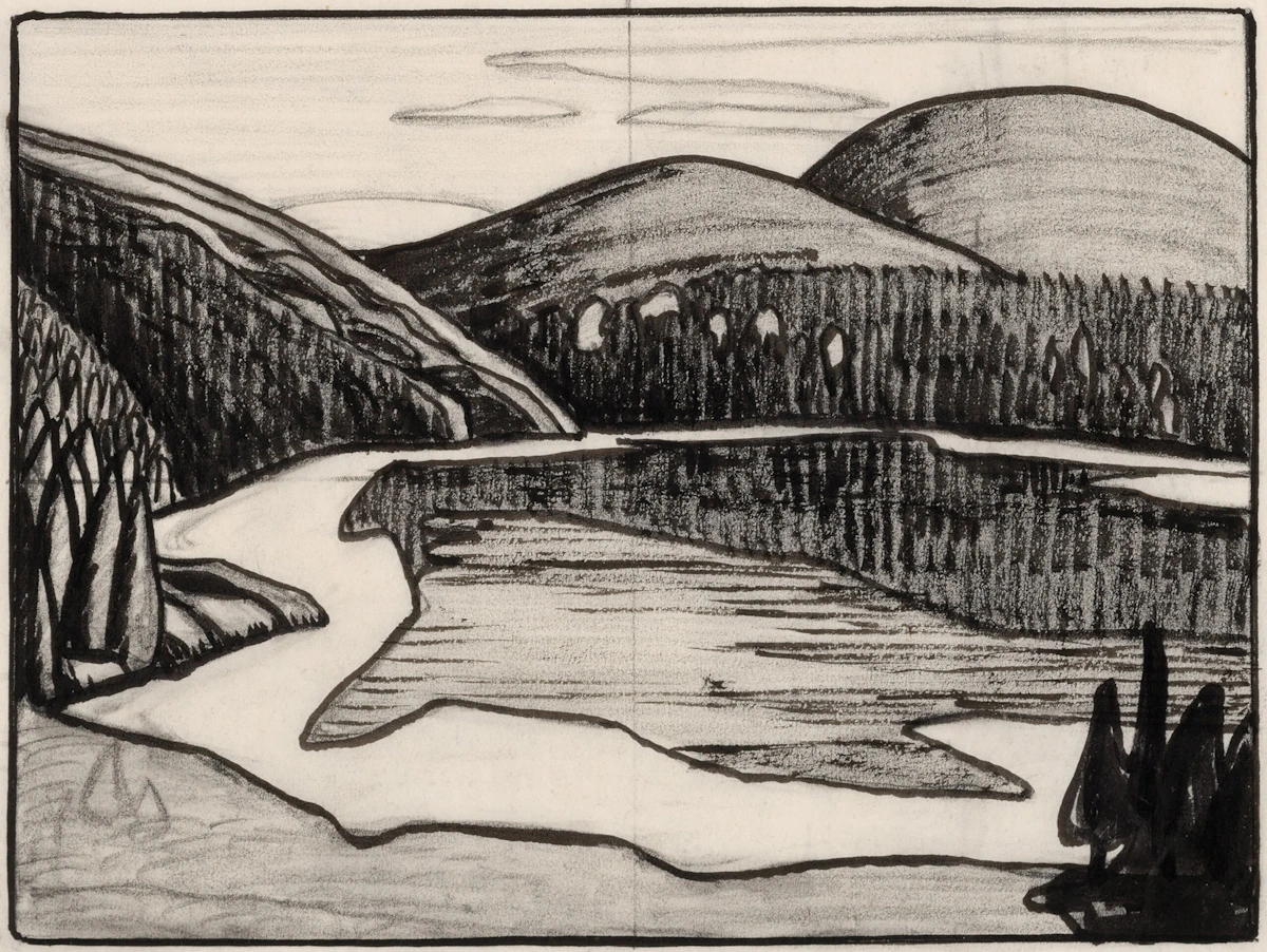 Lawren Stewart Harris, Northern Lake, circa 1925, ink and graphite