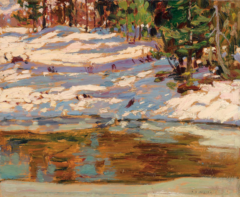 Alexander Young Jackson, Reflections in the Creek, circa 1914, oil on panel