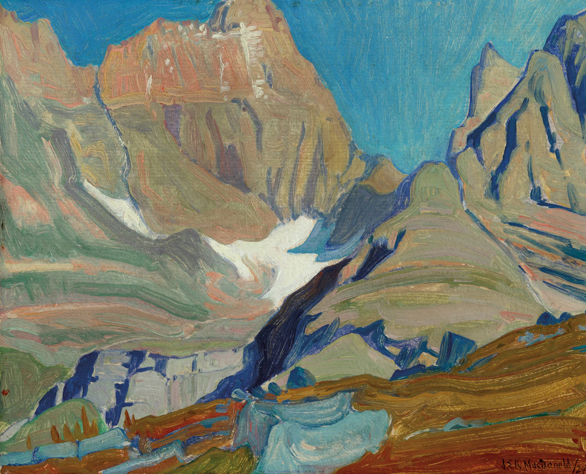 James Edward Hervey MacDonald, Mt. Hungabee, from Odaray Bench, 1929, oil on board