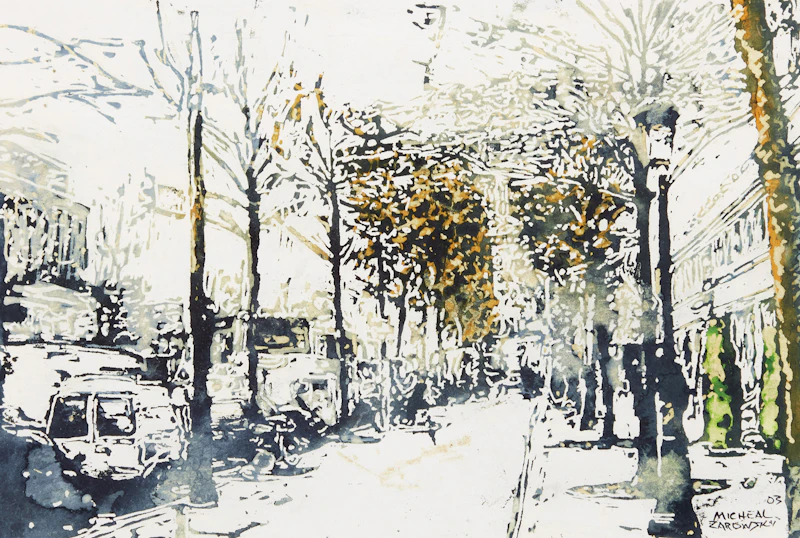 Michael Zarowsky, Three Views of Paris, three watercolours - view 1