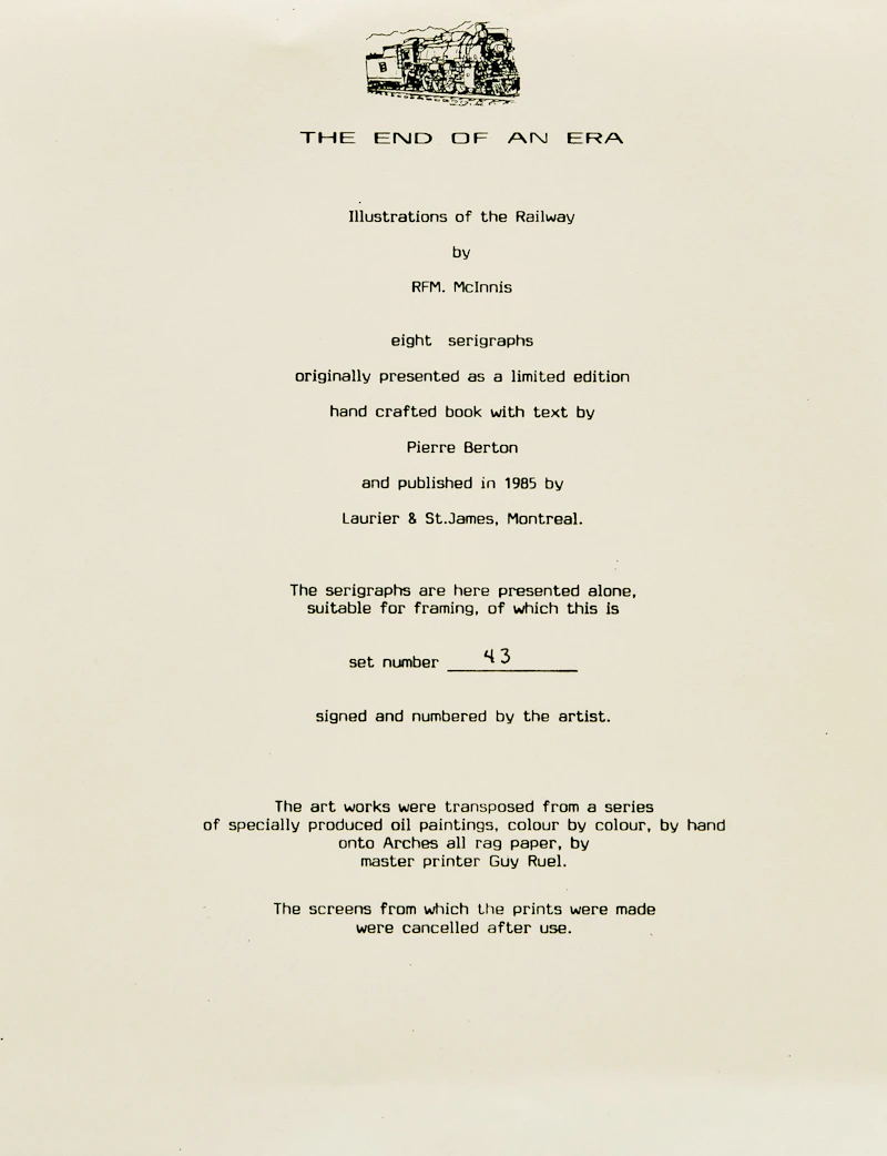 Robert Francis Michael McInnis, The End of An Era, eight serigraphs, 1985 - view 9