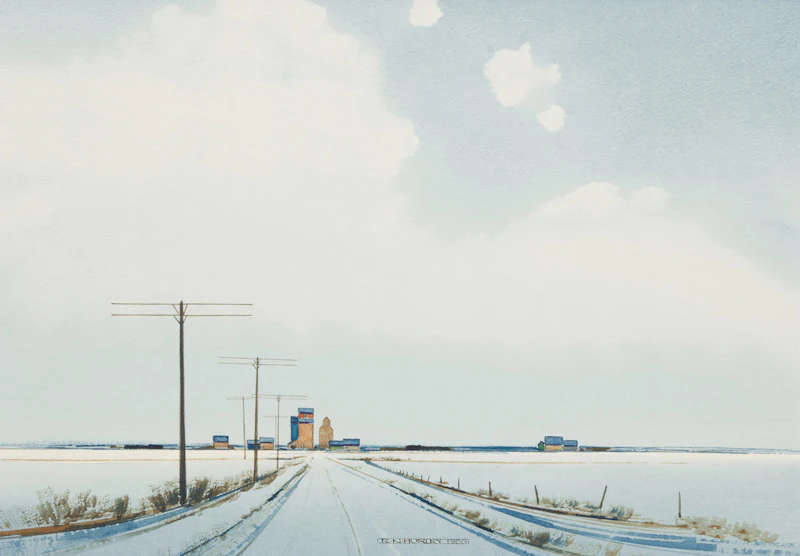 Robert N. Hurley, Prairie Landscape; Prairie Landscape with Railroad, two watercolours