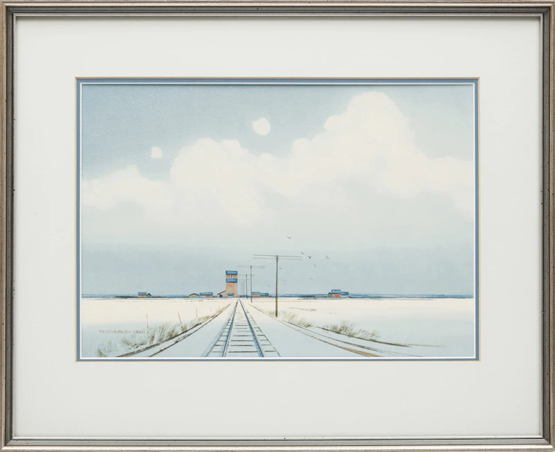 Robert N. Hurley, Prairie Landscape; Prairie Landscape with Railroad, two watercolours, 1966 - view 5