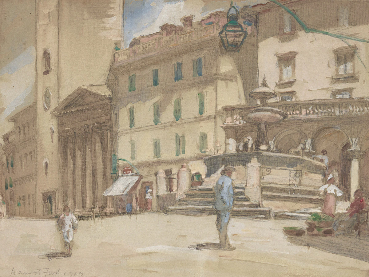 Harriet Mary Ford, Italian Hill Town, watercolour, 1909