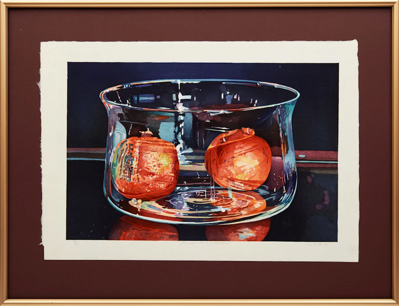 Mary Pratt, Pomegranates In A Dark Room, woodcut in colours, 1997 - view 2