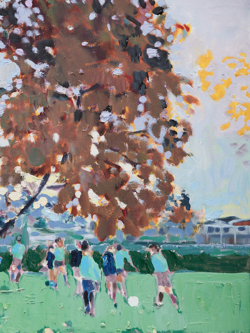 Ben Reeves, Soccer, oil on paper