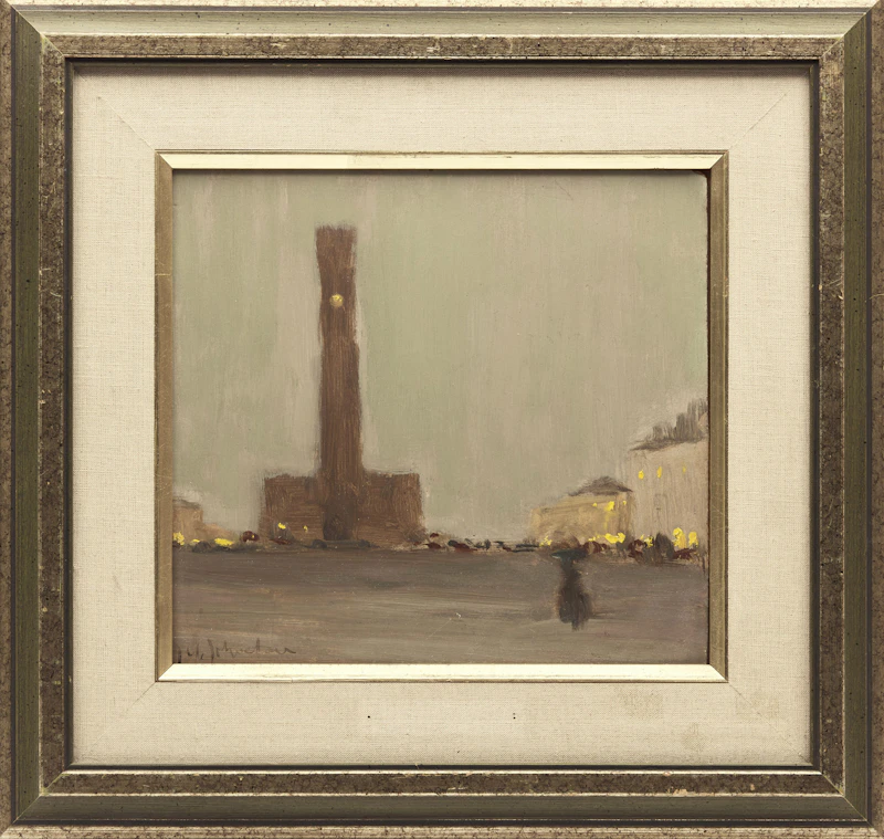 John Young Johnstone, The Belfry, Grande Palace, Bruges, oil on board - view 2