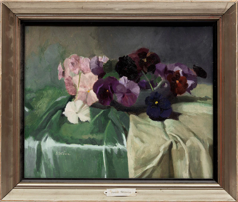 Josie Storie, Untitled (Purple Pansies), oil on board - view 2