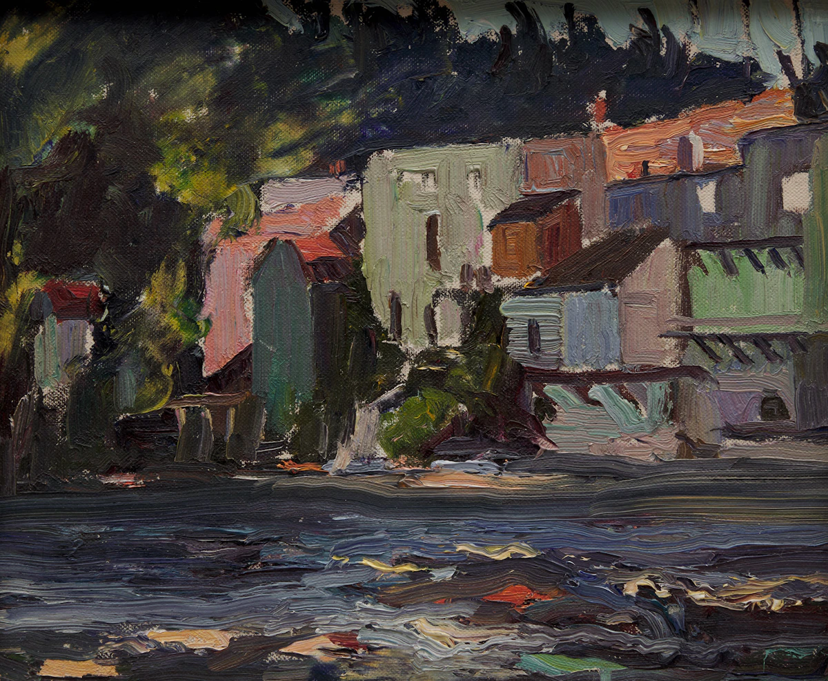 George Paginton, Ontario Town, oil on canvas laid down on board, circa 1942