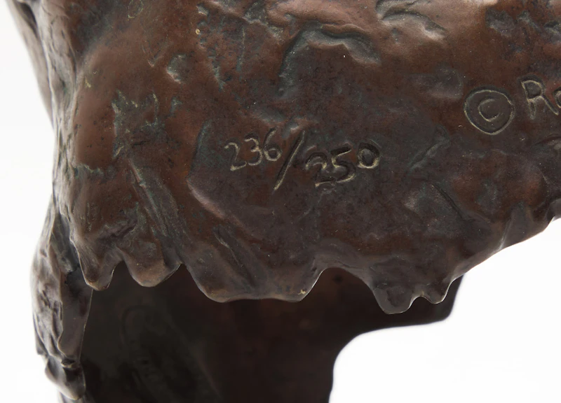 Robert Bateman, Red-Tailed Hawk Head Study (Buteo Jamaicensis), bronze, 1982 - view 5