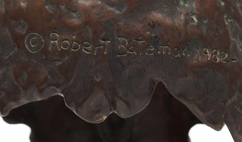 Robert Bateman, Red-Tailed Hawk Head Study (Buteo Jamaicensis), bronze, 1982 - view 6