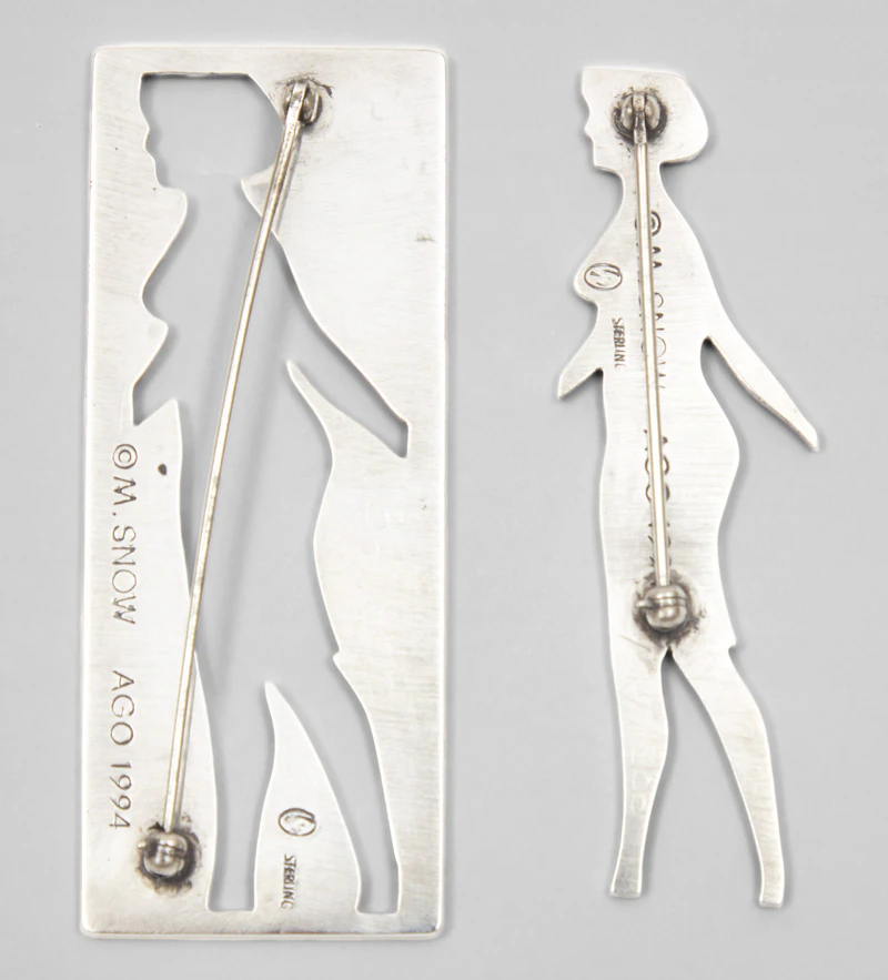Michael James Aleck Snow, Walking Woman: Silver Past and Present, sterling silver pin set, 1994 - view 2