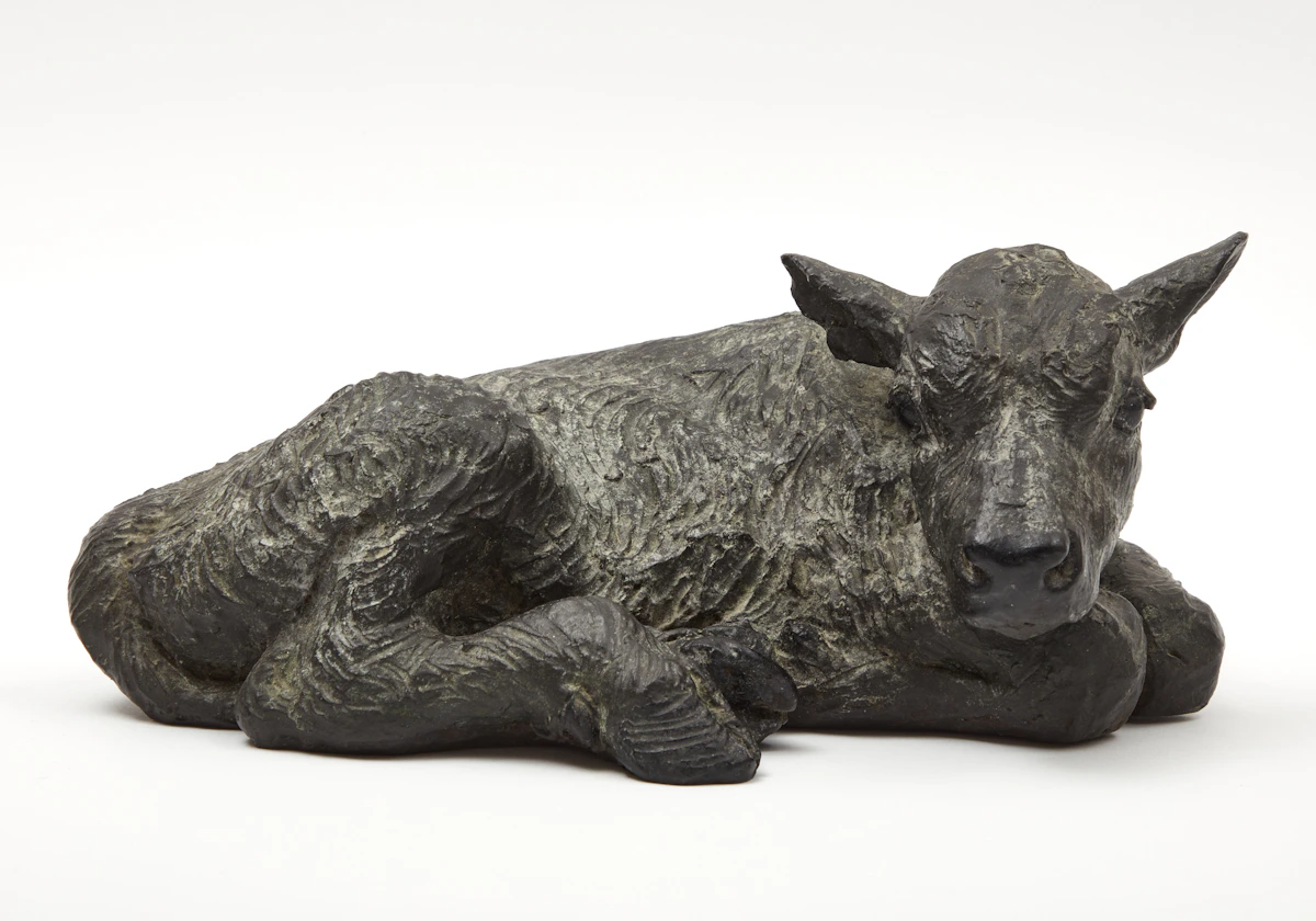 Joe Fafard, Calf Lying Down, bronze, 1993