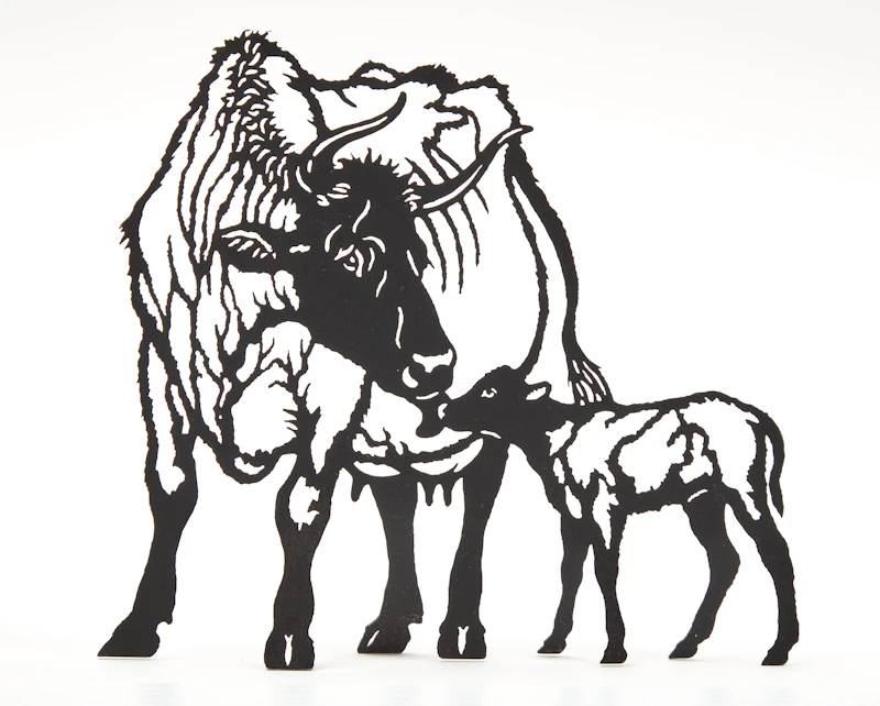 Cow and calf by Joe Fafard